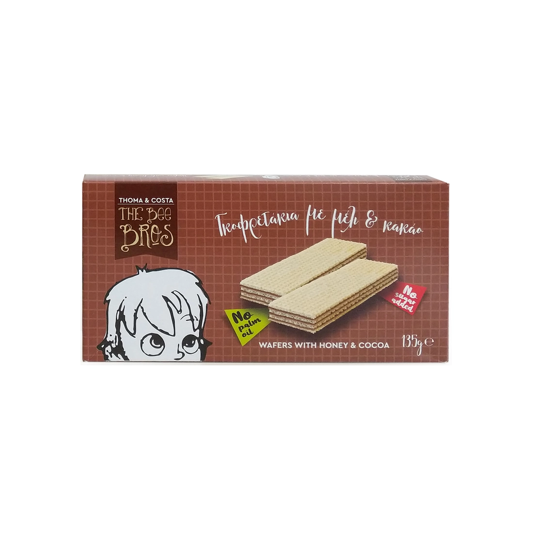 Γκοφρέτες Χωρίς Ζάχαρη, με Μέλι & Κακάο • The Bee Bros • 135γρ